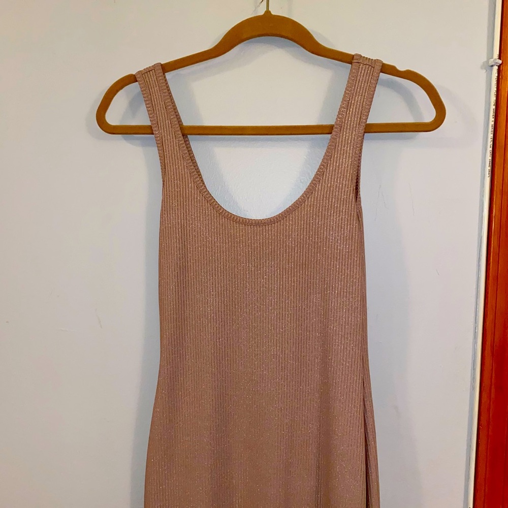 Shimmery pale pink body-con midi dress from Topshop